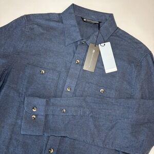 TravisMathew Cloud Collection Button Front Shirt Small Blue Lightweight Stretch